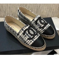 Pretty Style Chanel Tweed Flat Espadrilles G29762 Black 2021