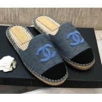 Unique Style Chanel Denim Espadrilles Mules G37482 Grey 2021