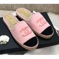 Stylish Chanel Denim Espadrilles Mules G37482 Pink 2021