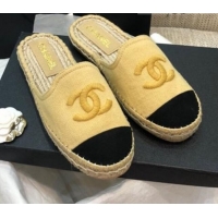 Charming Chanel Denim Espadrilles Mules G37482 Yellow 2021