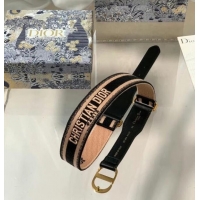 Good Taste CHRISTIAN DIOR BELT Blue and Cream CHRISTIAN DIOR Embroidered Canvas 34 mm B0004CB