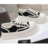 Cheap Price Chanel Canvas Platform Sneakers 060947 Black