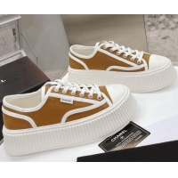 Unique Style Chanel Canvas Platform Sneakers 060947 Brown