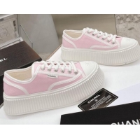 Top Design Chanel Canvas Platform Sneakers 060947 Pink