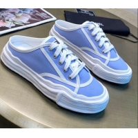 Cute Chanel Striped Canvas Sneakers 061002 Blue 2021