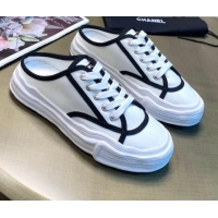 New Design Chanel Striped Canvas Sneakers 061002 White 2021