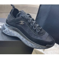 Top Quality Chanel Suede Sneakers 061007 Black 2021