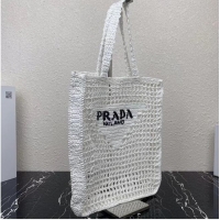 Luxury Classic Prada Raffia tote bag 1CH393 white