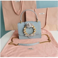 New Stylish miu miu Matelasse Nappa Leather mini tote Bag 5EA196 light blue