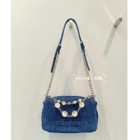 Low Cost miu miu Denim Shoulder Bag 5ND223 blue