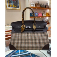 Discount Hermes Birkin Bag Original Leather 35CM 17888 Houndstooth Black