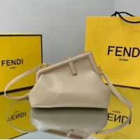 Luxury Classic FENDI FIRST SMALL Cream leather bag 8BP129A