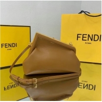 Luxury Discount FENDI FIRST SMALL caramel leather bag 8BP129A