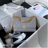 Shop Classic Chanel Flap Shoulder Bag Original leather AS2711 grey