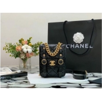 Luxury Classic Chanel FLAP BAG Aged Calfskin & Gold-Tone Metal AS2695 Black