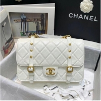 Hot Sell Cheap Chanel FLAP BAG Aged Calfskin & Gold-Tone Metal AS2696 white