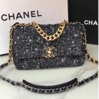 Good Product Chanel 19 flap bag Tweed AS1160 black