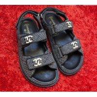 Hot Style Chanel Denim Flat Sandals G35927 Grey 2021