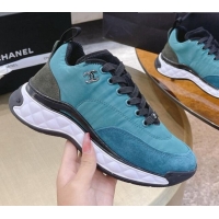 Good Product Chanel Nylon and Suede Sneakers G38035 Blue 2021