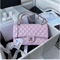 Discount Chanel classic handbag Lambskin & silver Metal A01112 pink