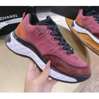 Top Design Chanel Nylon and Suede Sneakers G38035 Red 2021