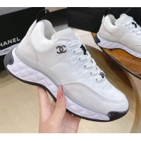 Best Luxury Chanel Nylon and Suede Sneakers G38035 White 2021