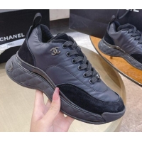 Perfect Chanel Nylon and Suede Sneakers G38035 Black 2021