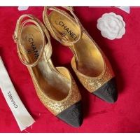 Low Cost Chanel Glitter Open Shoes Pumps G37594 Gold 2021