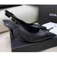 Unique Ladies Chanel Vintage Calfskin Slingback Pumps 8cm 070834 Black