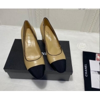 Pretty Style Chanel Laminated Lambskin Chain Pumps 6cm G37164 Beige 2021