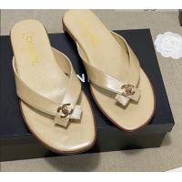 Most Popular Chanel Lambskin Flat Thong Slide Sandal 70923 Beige