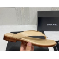 Most Popular Chanel Lambskin Flat Thong Slide Sandal 070926 Beige