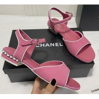 Best Luxury Chanel Matte Velvet Calfskin Chain Sandals 2cm G37172 Pink 2021