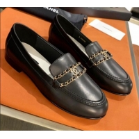 Super Quality Chanel Calfskin CC Chain Loafers 071211 Black 2021 