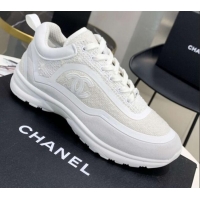 New Design Chanel Tweed Sneakers G37122 White 01 2021