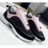 Popular Chanel Tweed Sneakers G37122 Black/Pink