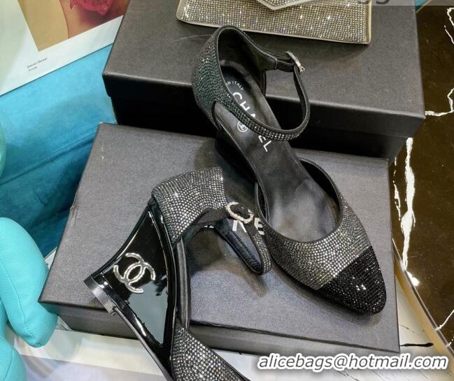 Top Quality Chanel Crystal Wedge Pumps 080901 Black 2021