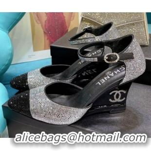 Low Price Chanel Crystal Wedge Pumps 080901 Silver 2021