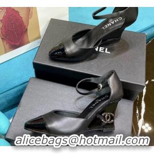 Luxury Cheap Chanel Calfskin Wedge Pumps 080904 Black 2021