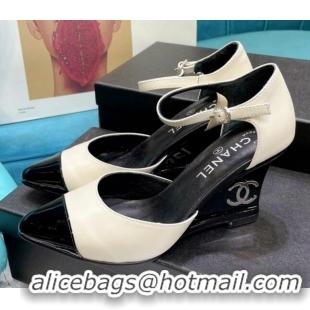 Good Taste Chanel Calfskin Wedge Pumps 080904 White 2021