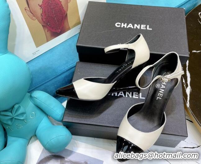 Good Taste Chanel Calfskin Wedge Pumps 080904 White 2021