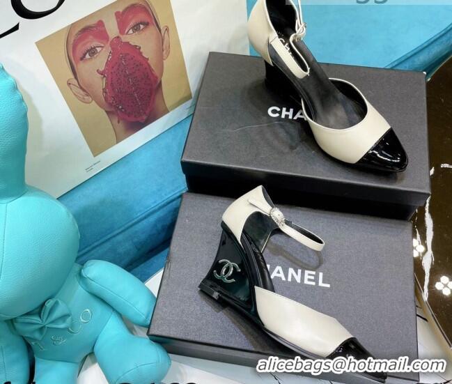 Good Taste Chanel Calfskin Wedge Pumps 080904 White 2021