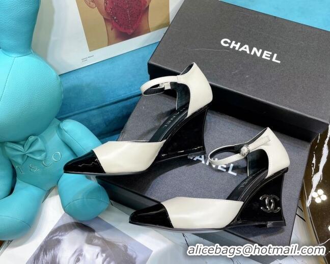 Good Taste Chanel Calfskin Wedge Pumps 080904 White 2021