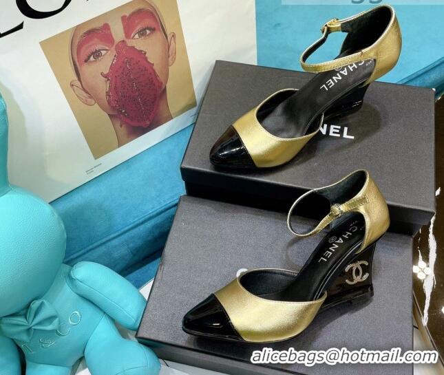 Cheap Price Chanel Calfskin Wedge Pumps 080904 Gold 2021