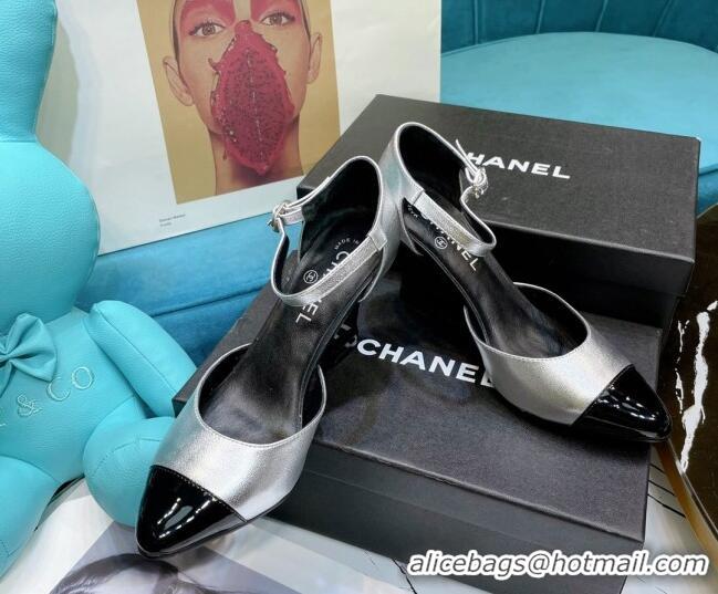 Cheap Beautiful Chanel Calfskin Wedge Pumps 080904 Silver 2021