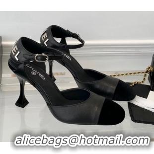 Best Price Chanel Lambskin Pumps 9cm with Logo Back Black 080918