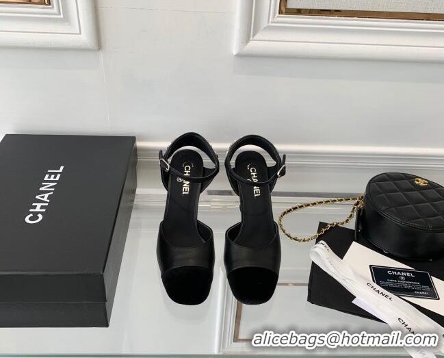 Best Price Chanel Lambskin Pumps 9cm with Logo Back Black 080918