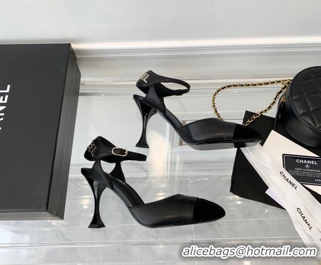 Best Price Chanel Lambskin Pumps 9cm with Logo Back Black 080918