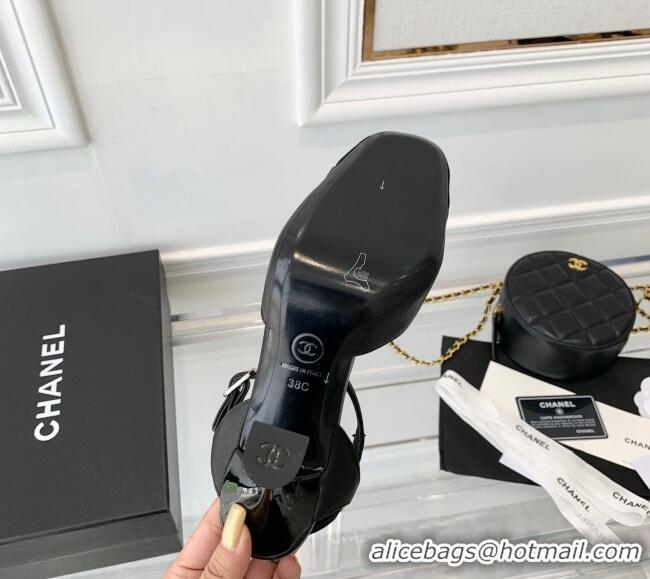 Best Price Chanel Lambskin Pumps 9cm with Logo Back Black 080918