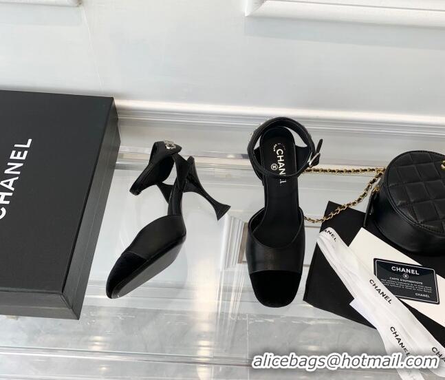 Best Price Chanel Lambskin Pumps 9cm with Logo Back Black 080918